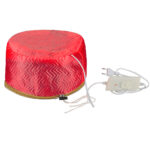 Casque chauffant rouge avec son câble banc sur fond blanc