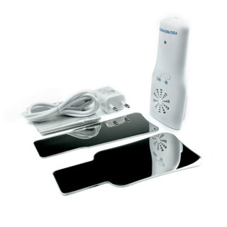 Miroir portatif pour dentiste blanc sur un fond blanc avec 2 miroirs