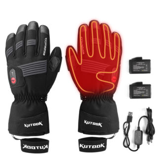 gants de ski chauffant imperméable sur fond blanc