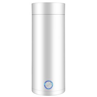 Sur fond blanc, on voit un mug chauffant blanc très élégant.