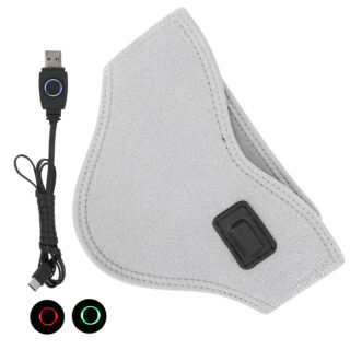 Collier chauffant blanc avec un câble noir à côté et deux boutons noirs