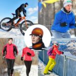 personnes faisant des activités hivernales avec leur tour de cou et le bonnet chauffant