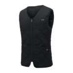 Gilet noir sans manche sur fond blanc.