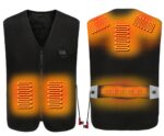 Gilet sans manche chauffant vu de dos et de face sur fond blanc.