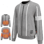 Pull gris avec des rayures, chauffant électrique