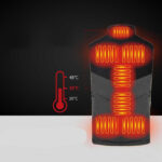 gilet chauffant noir et gris sur un fond noir