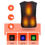 plusieurs stade de chauffe sur le gilet chauffant noir pour femme