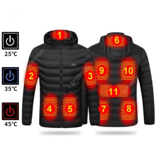 blouson chauffant noir avec batterie sur un fond blanc