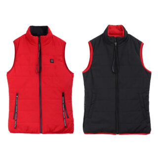 Gilet rouge à l'extérieur et noir à l'intérieur sur fond blanc.