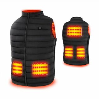 gilet chauffant avec batterie sur un fond blanc