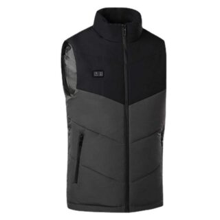 gilet chauffant avec une batterie noir sur un fond blanc