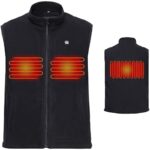 Blouson chauffant en coton noir pour femmes de face et de dos sur fond blanc