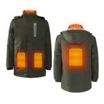 Manteau vert de face et de dos sur fond blanc